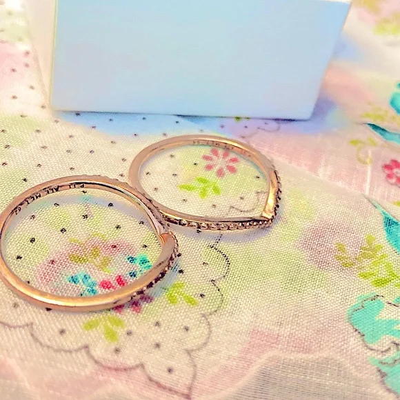 14K rose gold/925 Authentic Pandora Rings,unworn SIzes 10&10.5 buy 1 or both - Picture 4 of 11